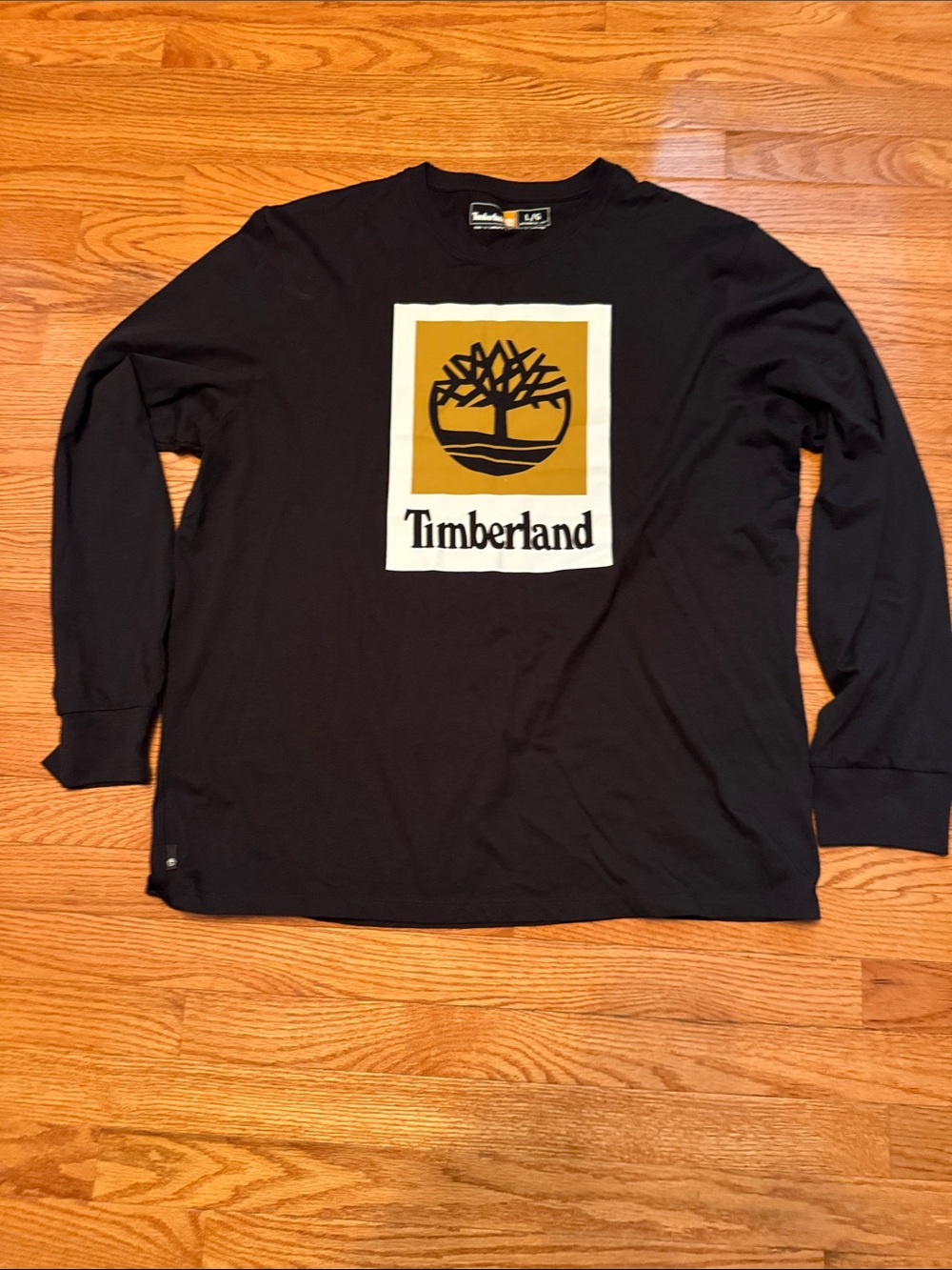 Timberland Black Long-Sleeve Tee with Gold & White Logo